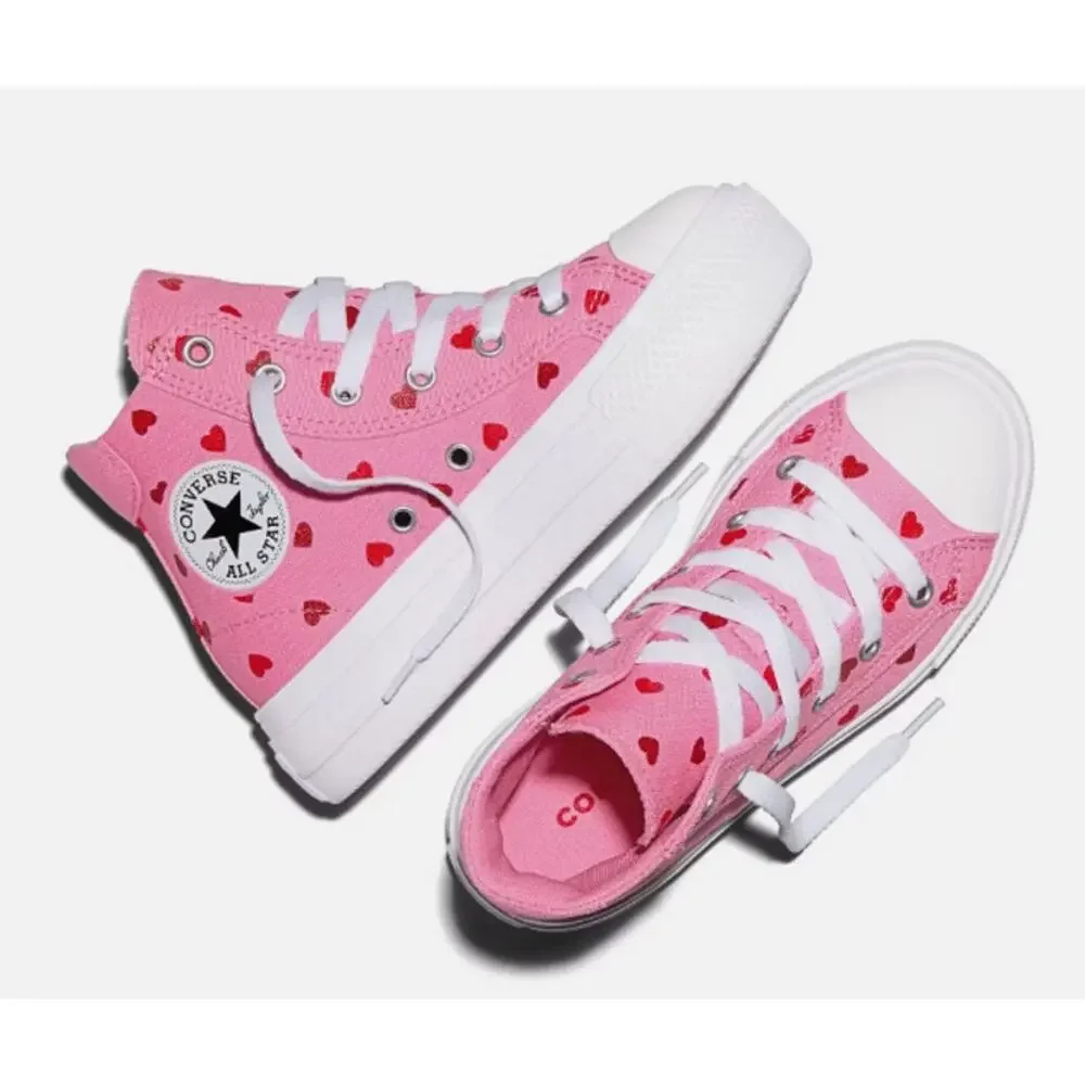 Converse Kids' Platform High Top Sneakers Youth Size 6 EUR 38.5 Pink Hearts NWT